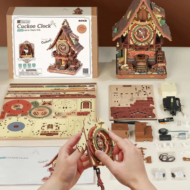 3D Puzzle en bois Horloge coucou Style forêt noire avec oiseau – Image 3